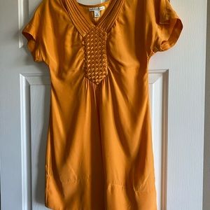 Orange silk dress